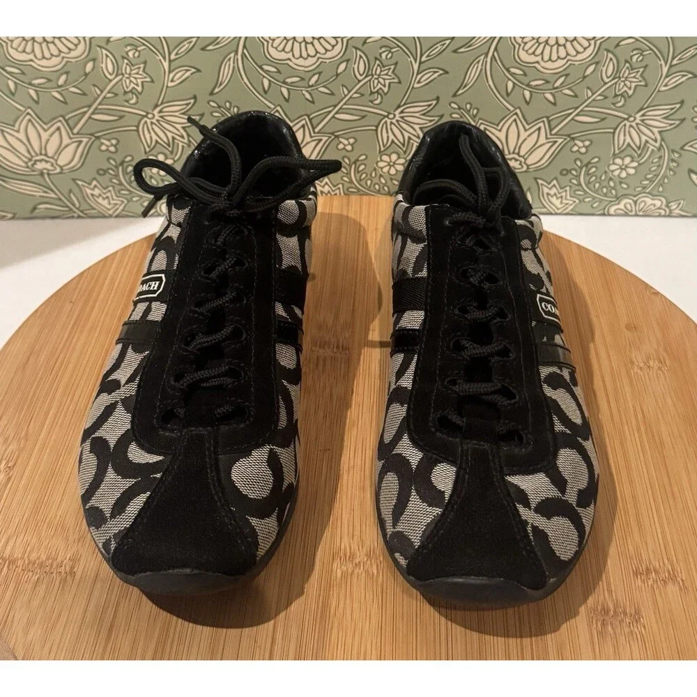 Vintage Coach Kathleen Sneakers Feature Black Signature Canvas 6.5 Retro Y2K